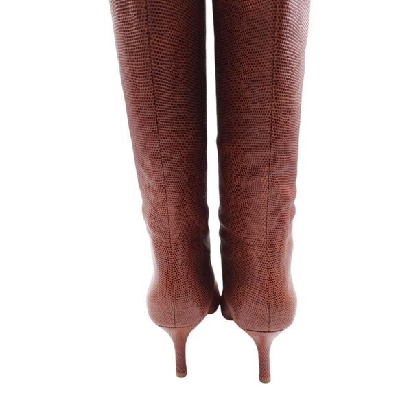 Loeffler Randall Whitney Kitten Heel Boots Knee High Toffee Brown Leather Size 8 - Picture 4 of 9